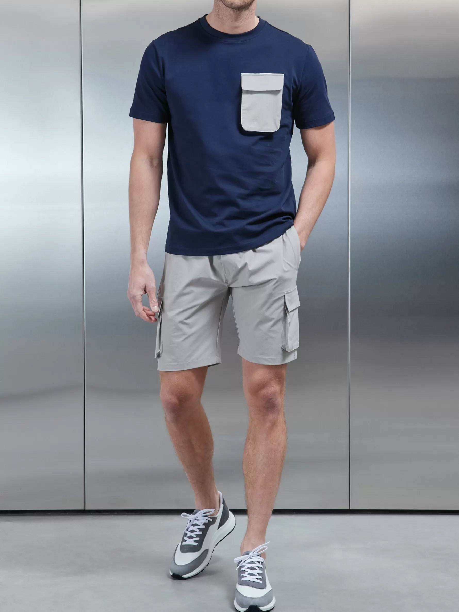 ARNE Utility Cargo T-shirt - Navy Stone