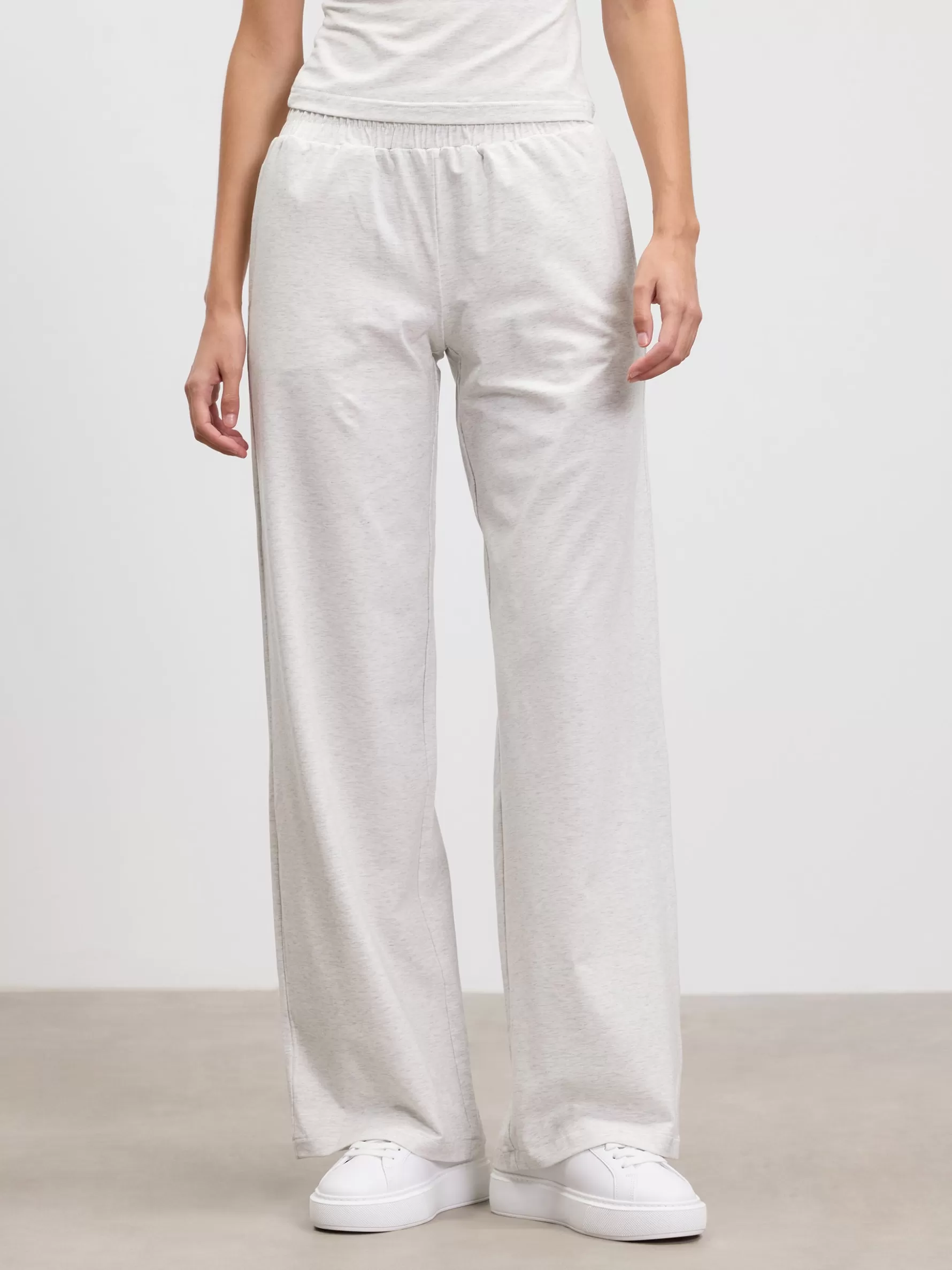 Women ARNE Womens Cotton Modal Wide Leg Pull On Trouser - Marl Grey