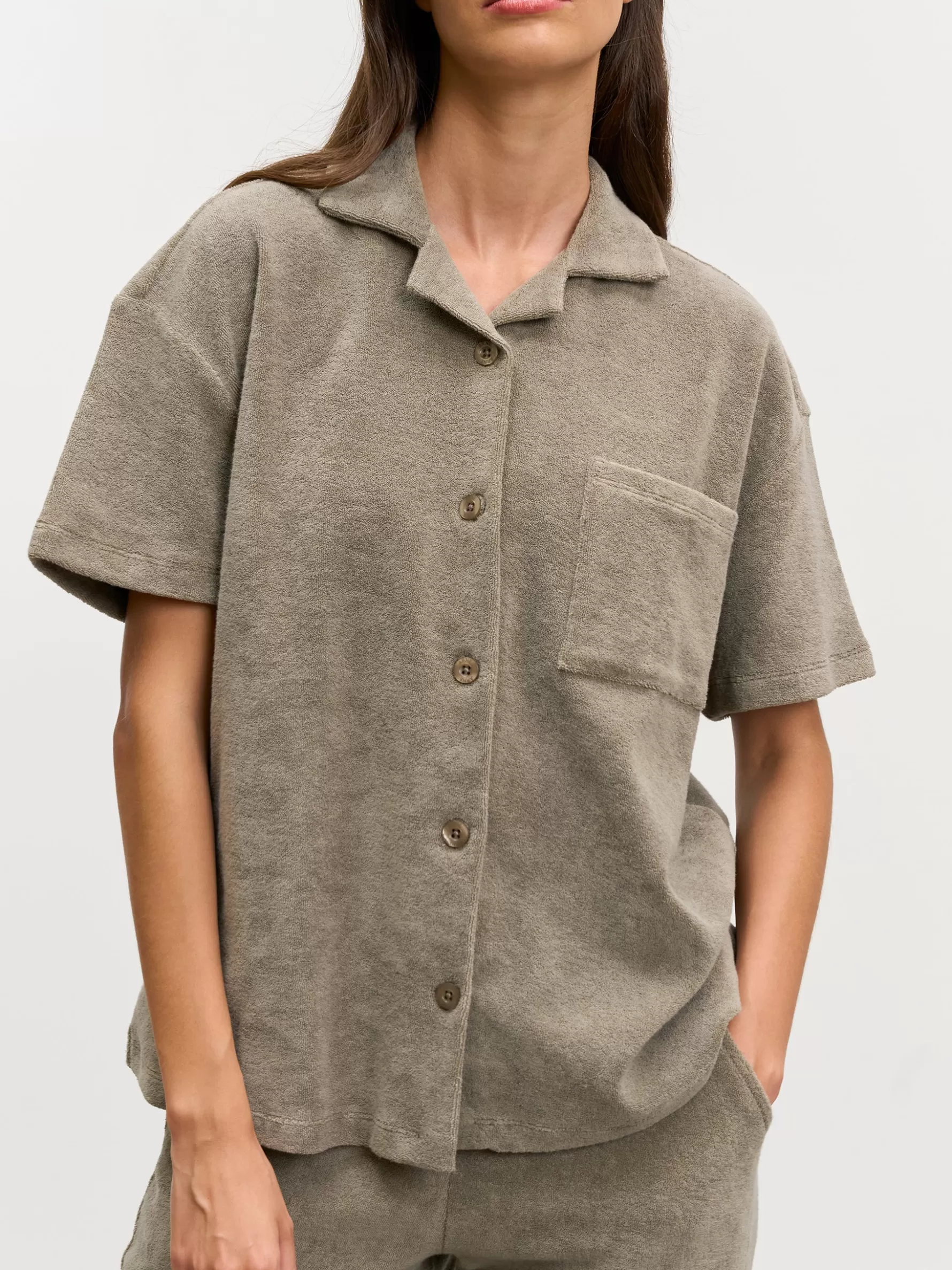 Women ARNE Womens Towelling Revere Collar Shirt -